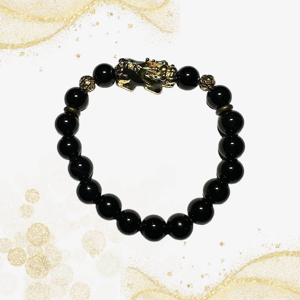 黑玛瑙貔貅手串 Black Agate Pixiu Bracelet