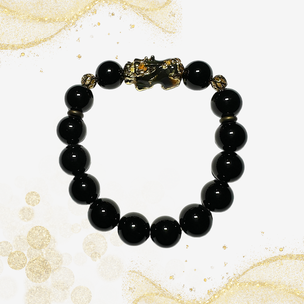 黑玛瑙貔貅手串 Black Agate Pixiu Bracelet