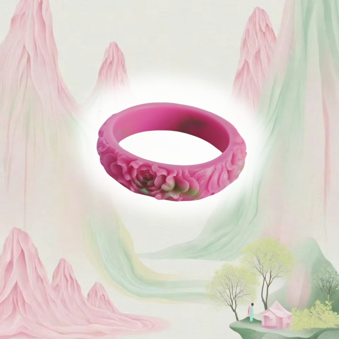 玛瑙牡丹花手镯 Agate Peony Flower Bracelet