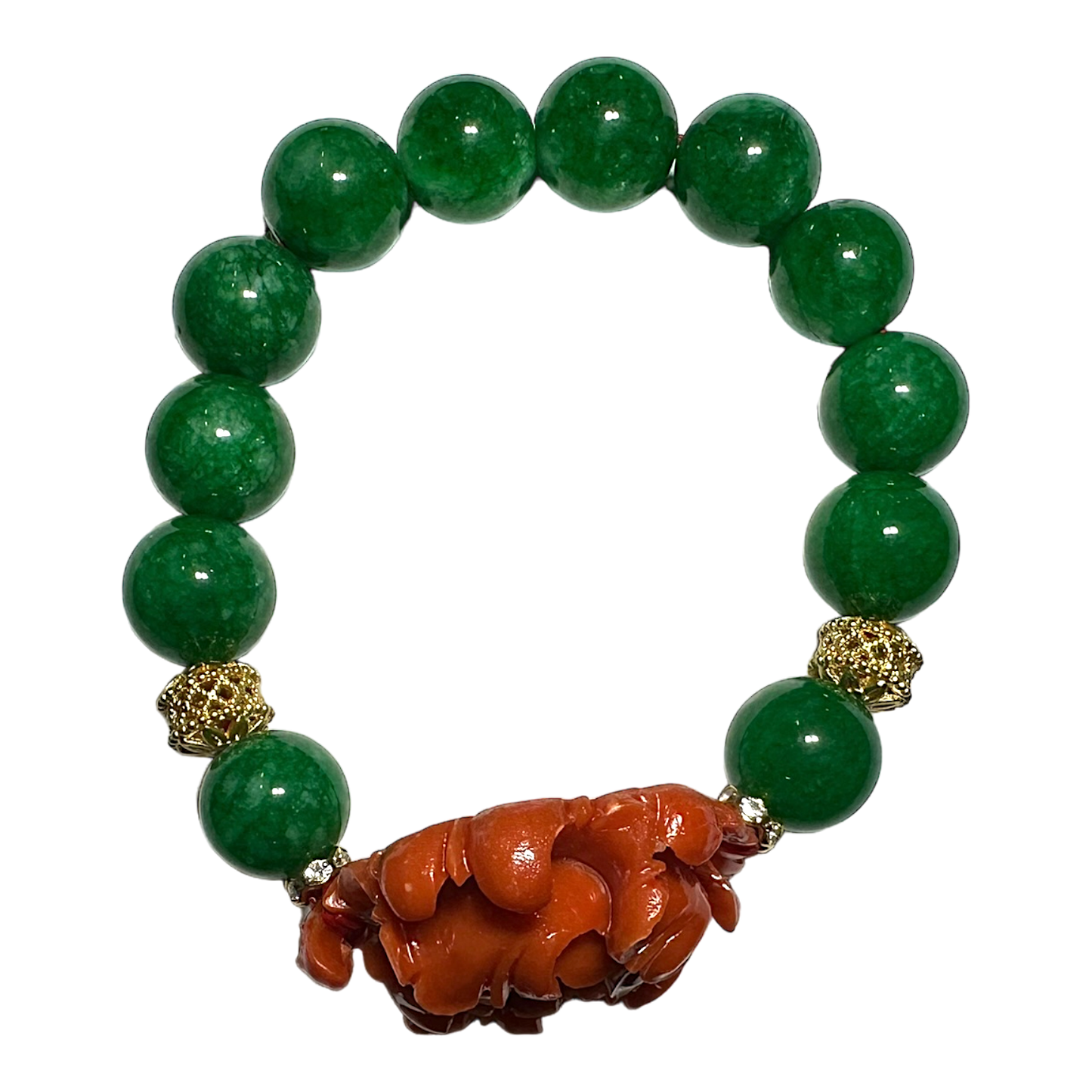 绿玛瑙牡丹花手串 Green Agate Peony Flower Bracelet