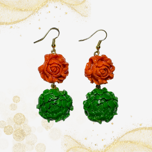 玛瑙牡丹花耳坠 Agate Peony Flower Earring