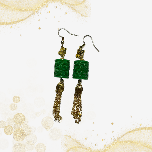 绿玛瑙耳坠 Green Agate Earrings