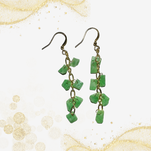 绿玛瑙耳坠 Green Agate Earrings