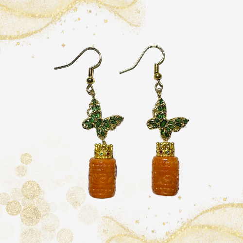 玛瑙桶珠耳坠 Agate Barrel Bead Earring