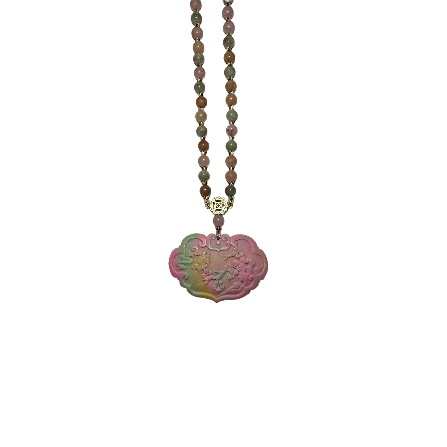 玛瑙牡丹花锁扣项链
Agate Peony Flower Locket Necklace