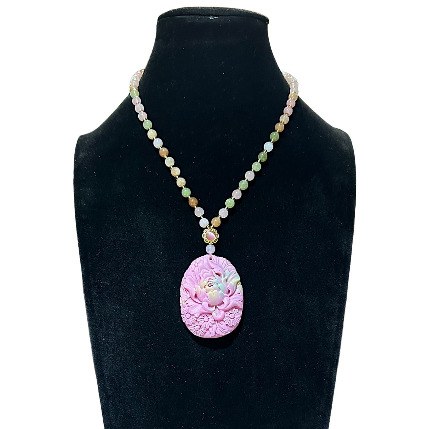 玛瑙牡丹花项链
Agate Peony Flower Necklace