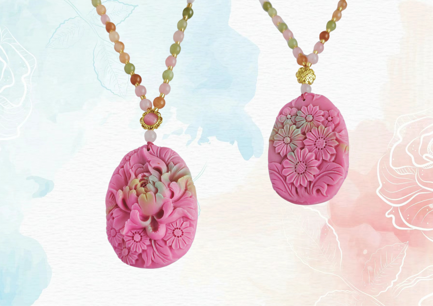 玛瑙牡丹花项链
Agate Peony Flower Necklace