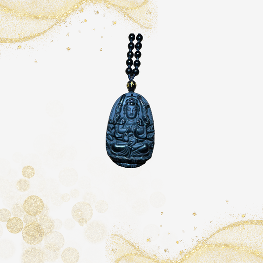 黑曜石观音吊坠 Black Obsidian Guan Yin Pendant