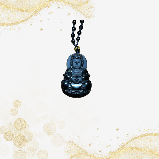 黑曜石观音吊坠 Black Obsidian Guan Yin Pendant