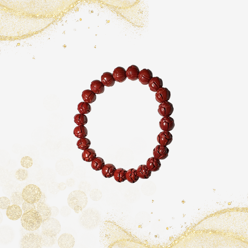 莲花朱砂手串 Lotus Cinnabar Bracelet