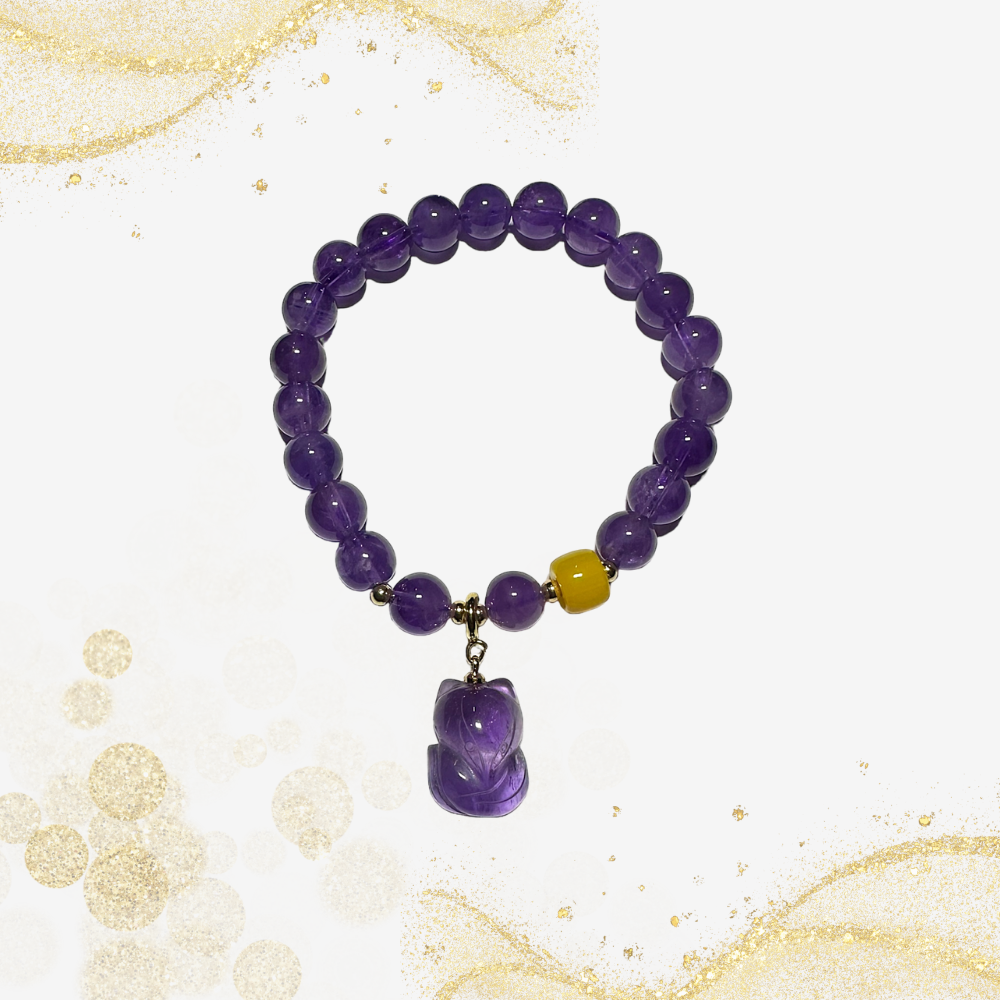 紫水晶狐仙手串 Purple Crystal Fox Deity Bracelet