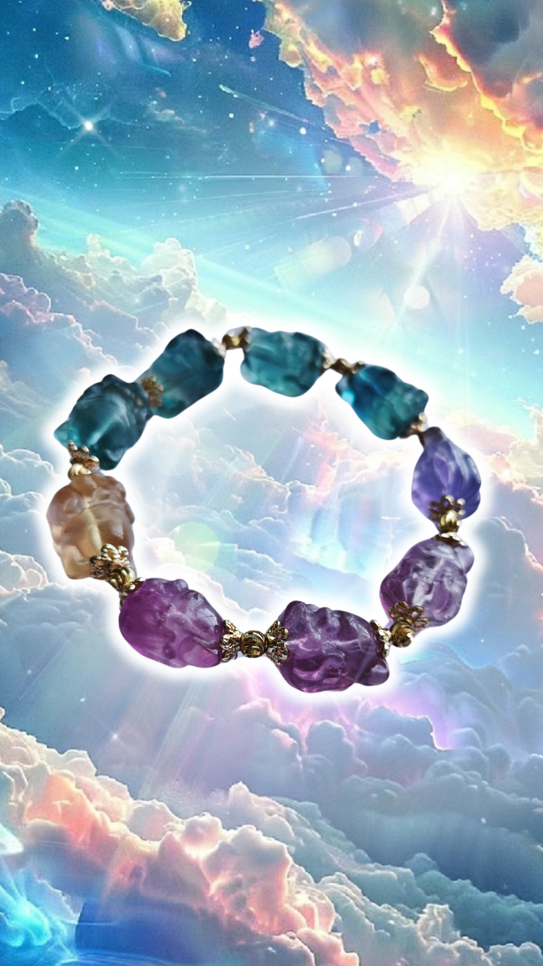 多彩水晶狐仙手串 Multi Colour Crystal Fox Deity Bracelet