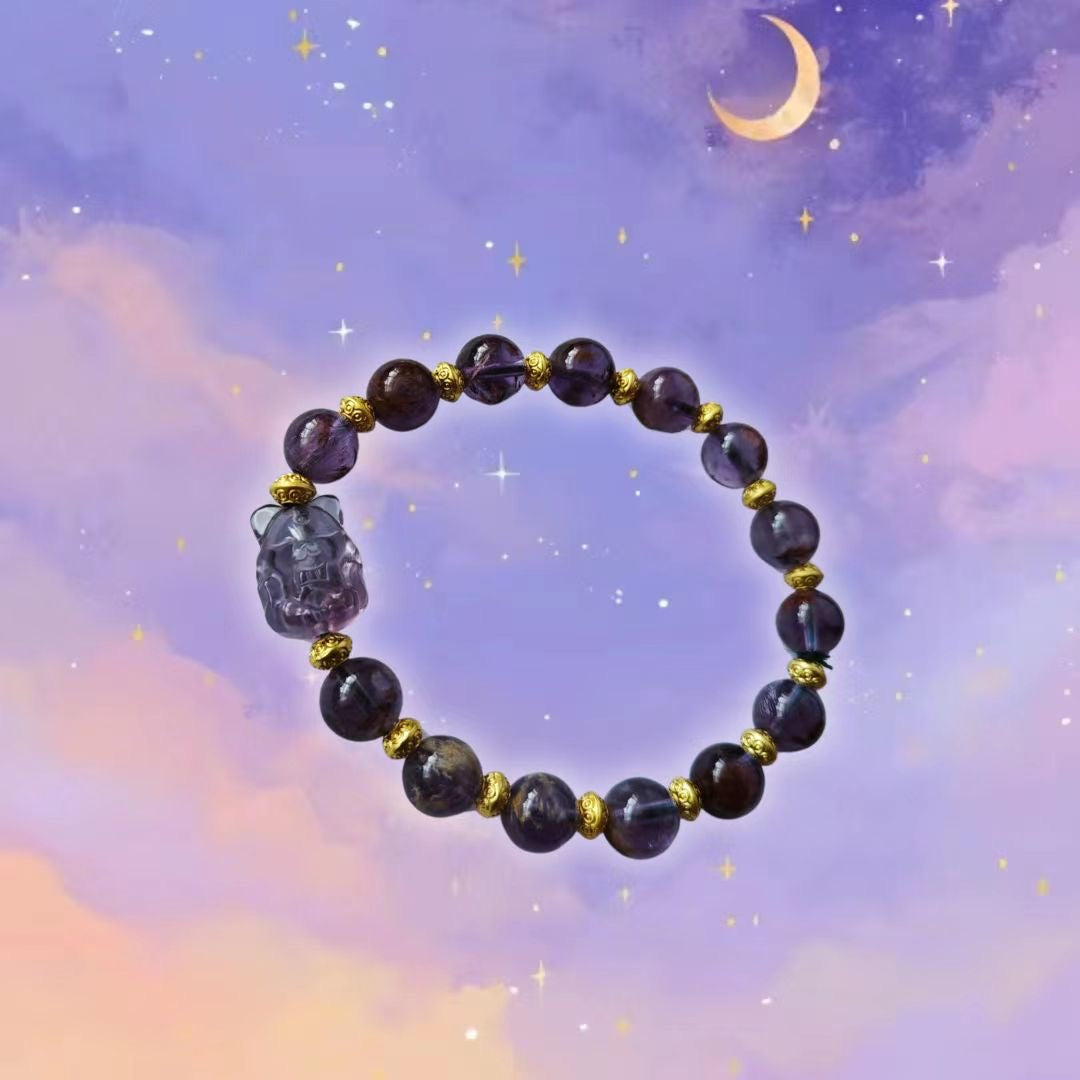 紫水晶狐仙手串 Purple Crystal Fox Deity Bracelet