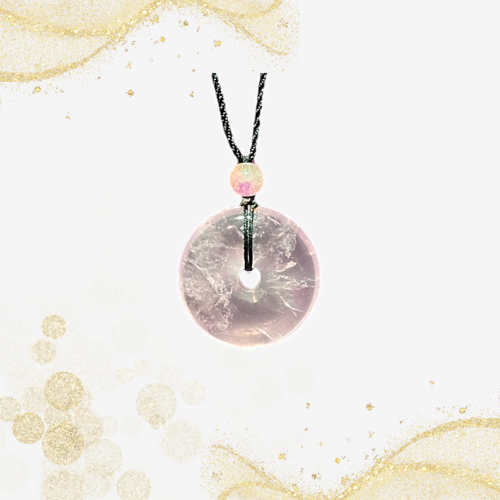 粉水晶平安扣吊坠 Pink Crystal Safety Button Pendant