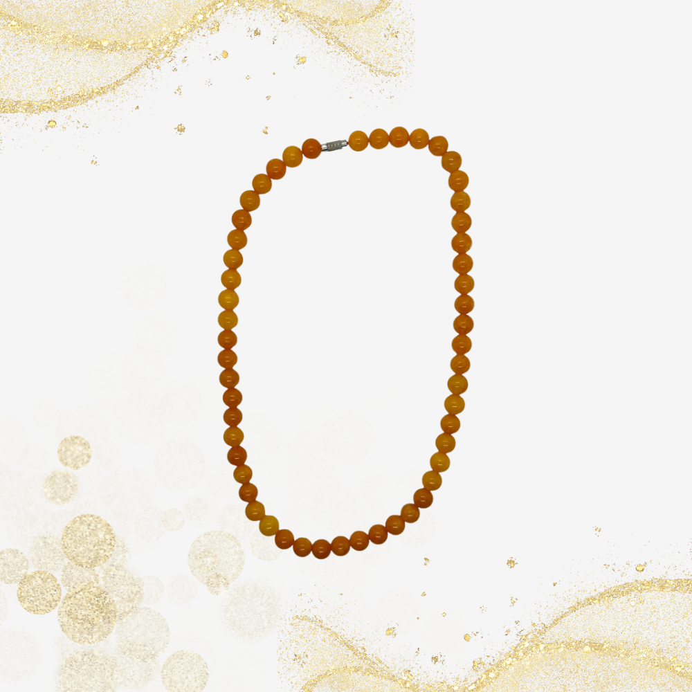 橙色玉珠项链 Orange Jade Beaded Necklace