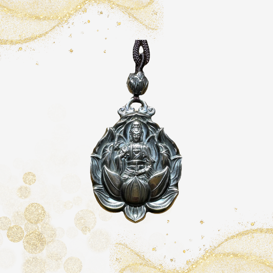 银莲花观音吊坠 Silver Lotus Guan Yin Pendant